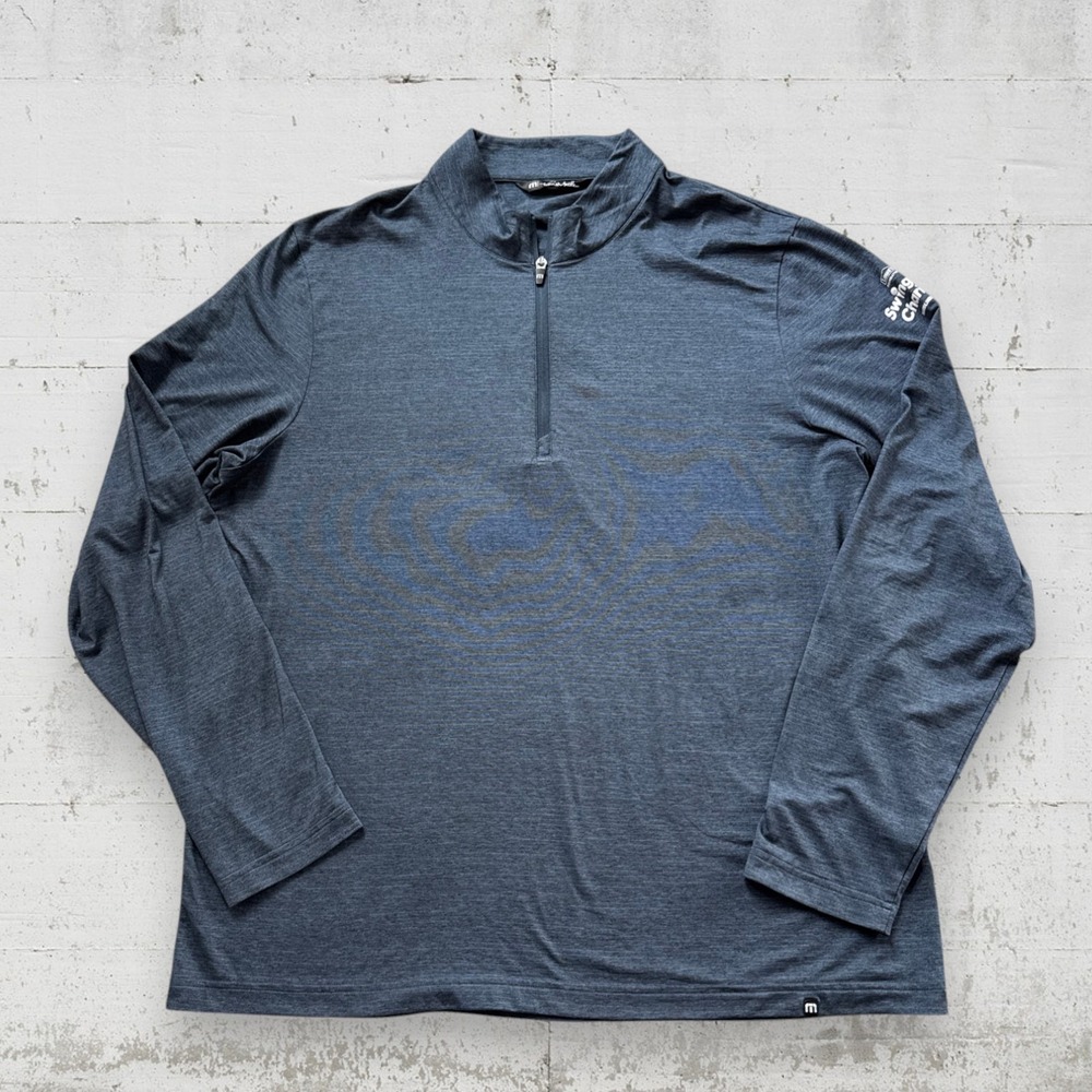 Travis Mathew Crestview 1/4 Zip Pullover Men's XL Indigo Heather Lightweight